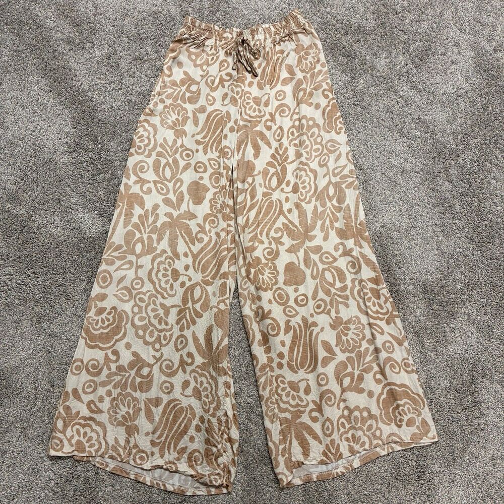 Kiwi Saint-Tropez Silk Blend Pants Women’s Small Petite Beige Floral Print